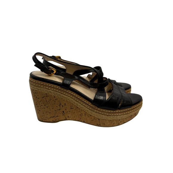 Prada Patent Leather Cork Wedges - Picture 1 of 7